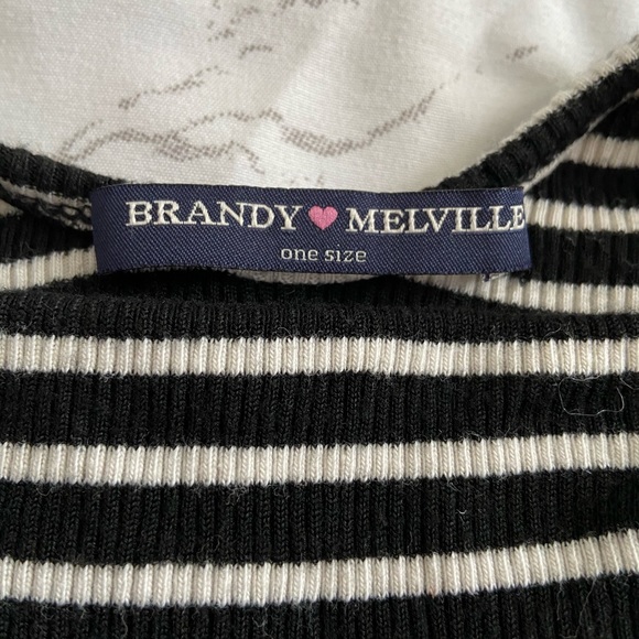 Brandy Melville Stripped Scoop Back Crop Tee - Picture 3 of 4
